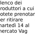 Elenco produttori mercato Vag del 14 aprile